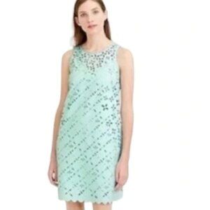 J Crew Mint Seafoam Green Laser-Cut Eyelet Mini Dress